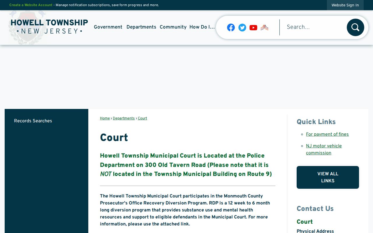 Howell criminal records municipal court page