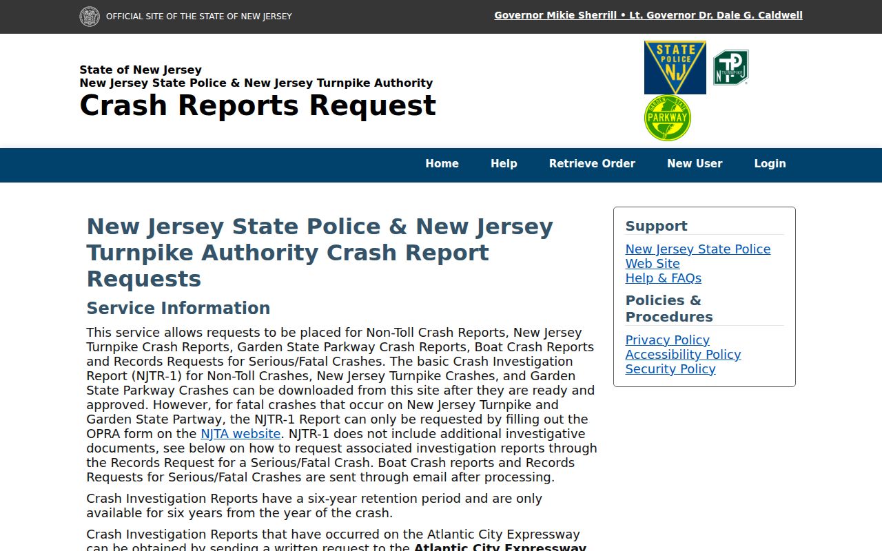 Monmouth County criminal and police record access through NJSP crash reports